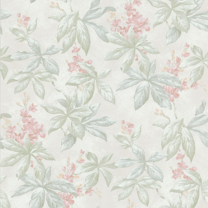 Nadine Pastel Leaf Blossom Trail Wallpaper by Mirage Silken Classics VIII Covers about 56.4 square feet 20.5-in by 33-ft long roll Prepasted 21 - Fabric Carolina -