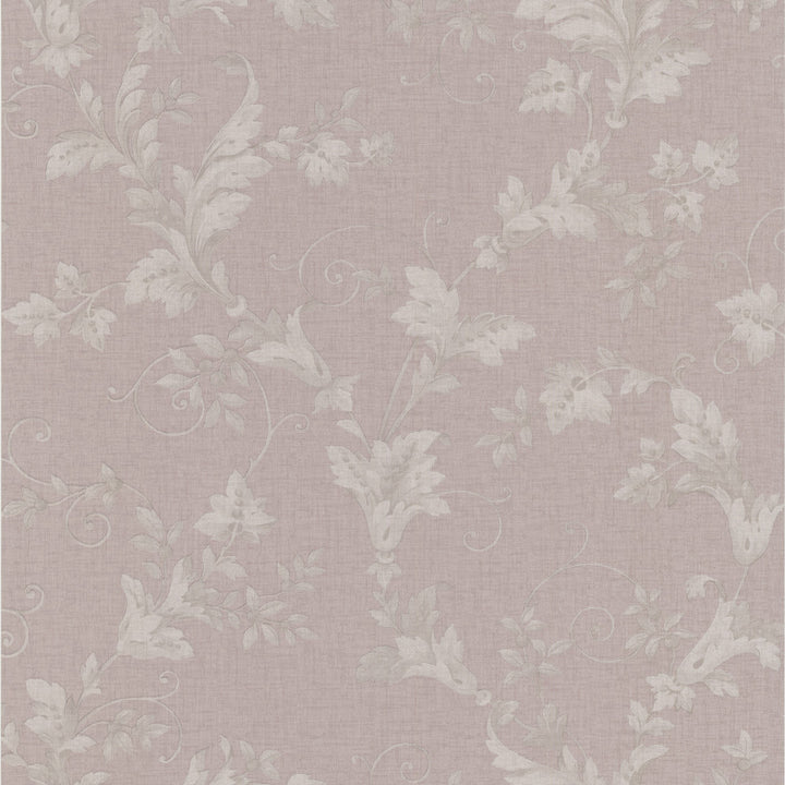 Thames Mauve Leafy Scroll Wallpaper by Mirage Simply Satin VI Covers about 56.4 square feet 20.5-in by 33-ft long roll Prepasted 21 - Fabric Carolina -