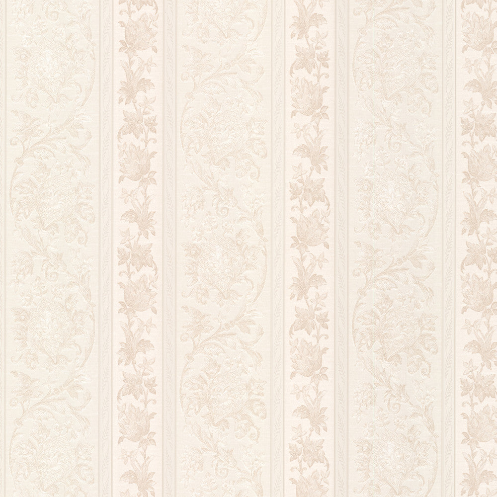 Sublime Champagne Scroll Stripe Wallpaper by Mirage Jubilee Covers about 56.4 square feet 20.5-in by 33-ft long roll Prepasted 10.4 - Fabric Carolina -