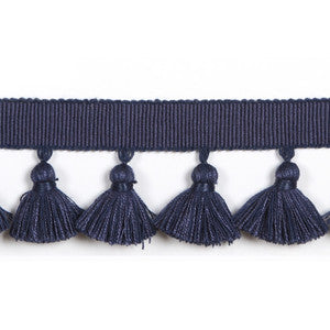 Hellenic Key Tassel Fringe Denim by Europatex Fabric