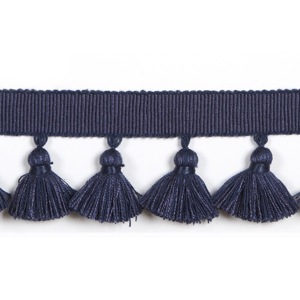 Hellenic Key Tassel Fringe Denim by Europatex Designer Fabric Hellenic 47% Fibranne, 44% Cotton, 9% Polyester 1.75 inches - Swanky Fabrics -