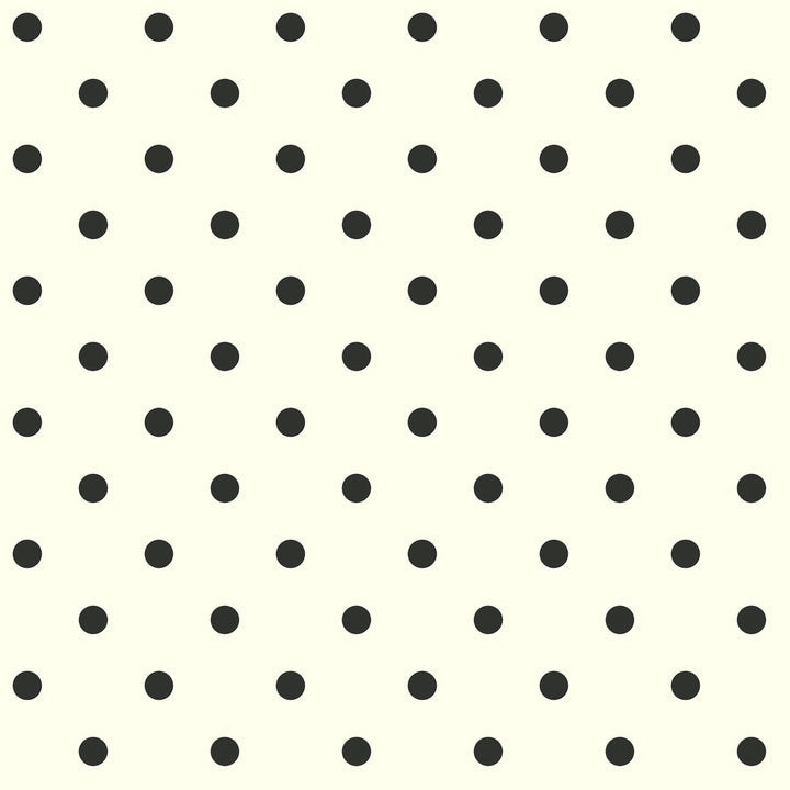 Dots on Dots White & Black Wallpaper by Magnolia Home Magnolia Home Covers about 56.4 square feet 20.5-in by 33-ft long roll Prepasted 3.38 - Fabric Carolina -