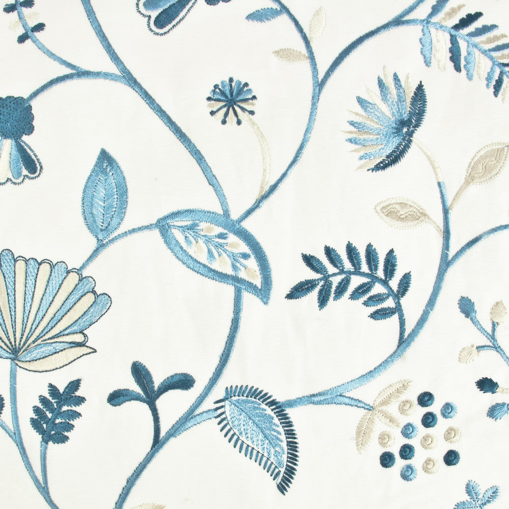 Abide 3 Blue by Stout Fabric Rainbow Library Blueberry/Denim 100% Cotton Embroidery INDIA Horizontal: 12.875 and Vertical: 13 51.75 in - Fabric Carolina -