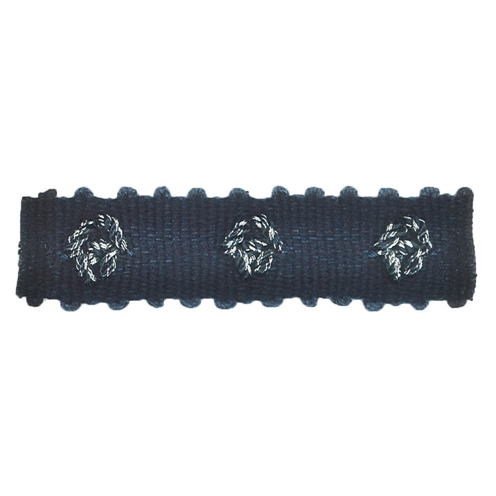 Abruzzi 6 Indigo by Stout Trim MOONDUST TRIM 48%SVI 37%LIN 15%MTL CHINA Horizontal: 0 and Vertical: 0 0.88 in - Fabric Carolina -