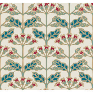 Tracery Blooms Cream Metallic Wallpaper by Ronald Redding