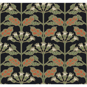 Tracery Blooms Black Metallic Wallpaper by Ronald Redding