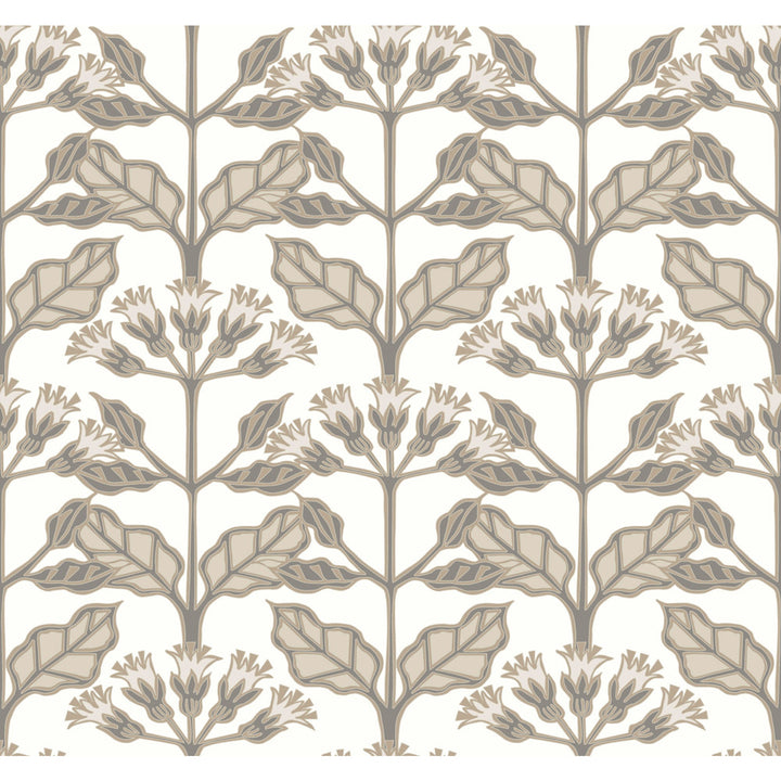 Tracery Blooms White Wallpaper by Ronald Redding Arts and Crafts Covers about 60.8 square feet 27-in by 27-ft long roll Unpasted 25.25 - Fabric Carolina -