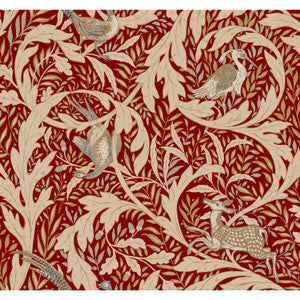 Woodland Tapestry Red Metallic Wallpaper by Ronald Redding