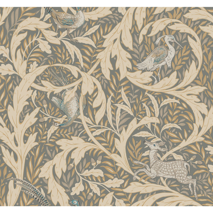 Woodland Tapestry Neutral Metallic Wallpaper by Ronald Redding Arts and Crafts Covers about 60.8 square feet 27-in by 27-ft long roll Unpasted 25.25 - Fabric Carolina -