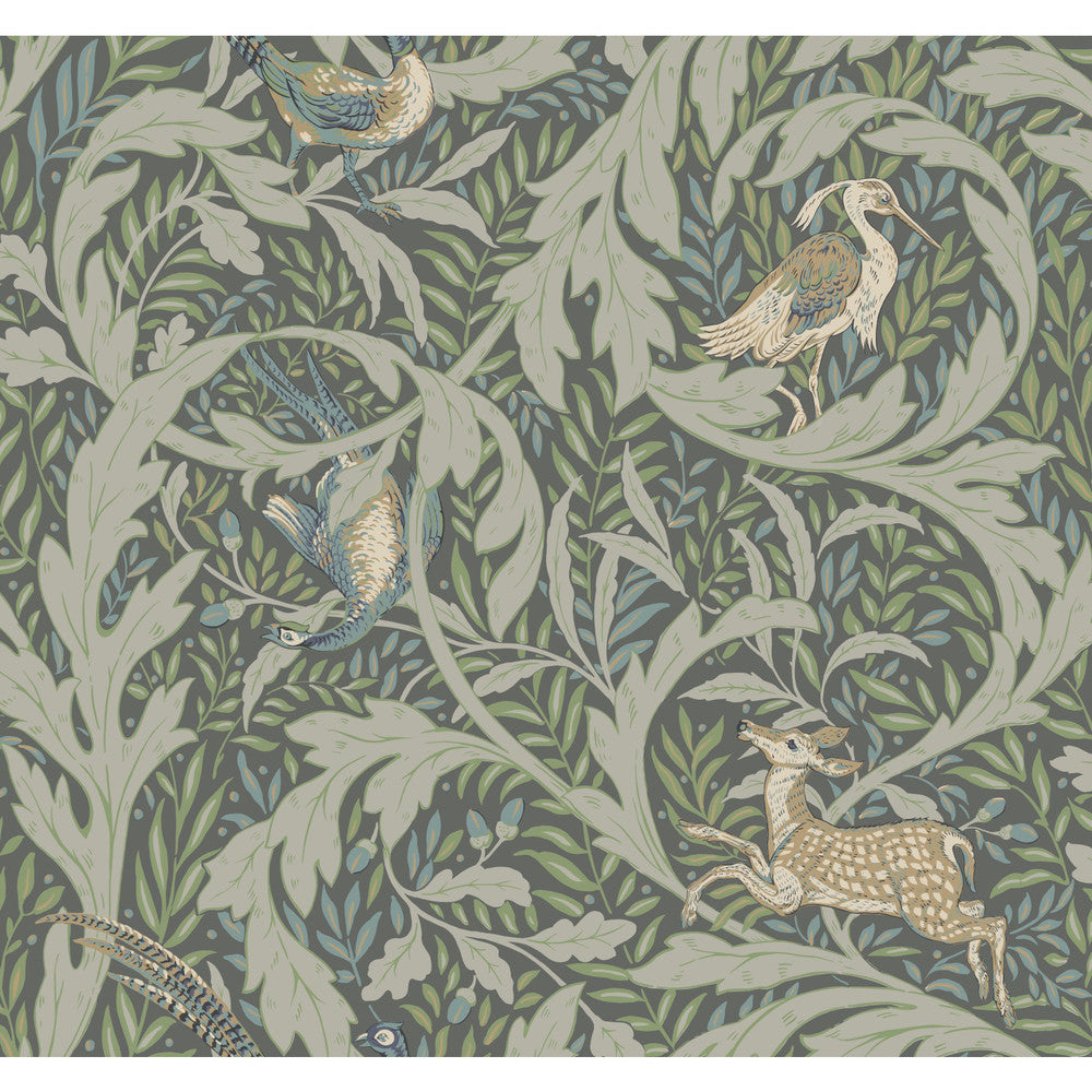 Woodland Tapestry Sage Wallpaper by Ronald Redding Arts and Crafts Covers about 60.8 square feet 27-in by 27-ft long roll Unpasted 25.25 - Fabric Carolina -