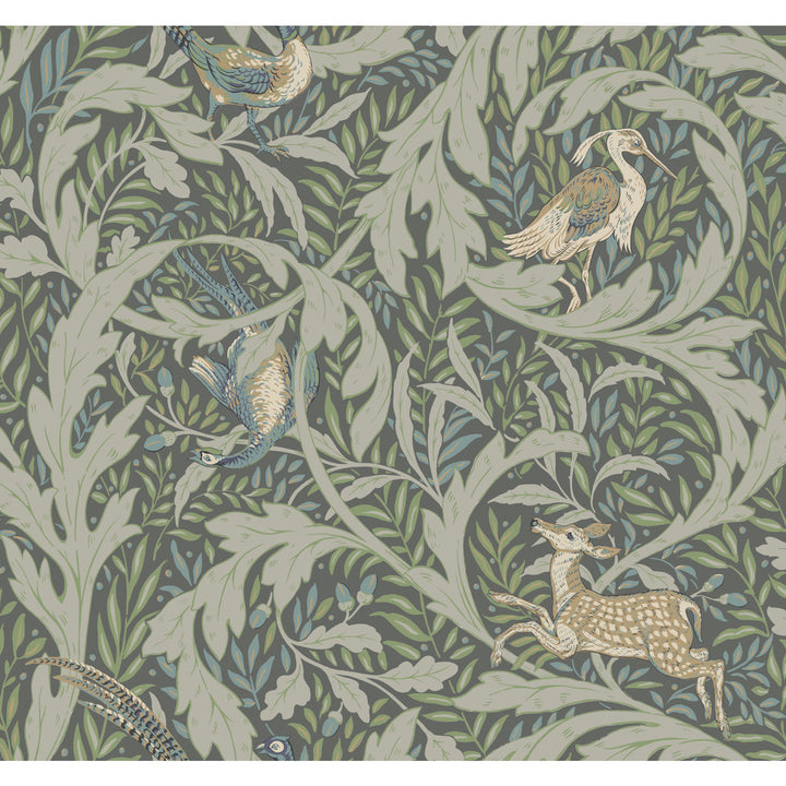 Woodland Tapestry Sage Wallpaper by Ronald Redding Arts and Crafts Covers about 60.8 square feet 27-in by 27-ft long roll Unpasted 25.25 - Fabric Carolina -