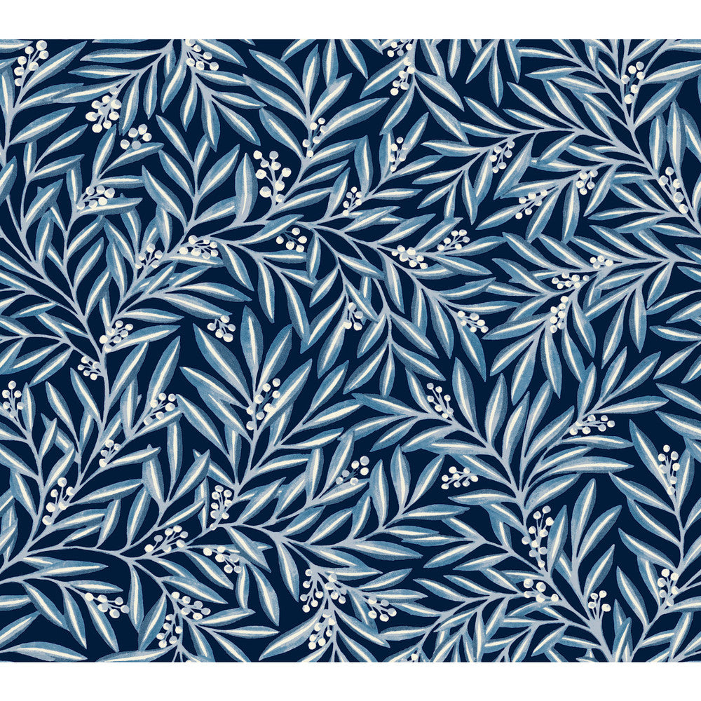 Rowan Navy Wallpaper by Ronald Redding Arts and Crafts Covers about 60.8 square feet 27-in by 27-ft long roll Unpasted 24 - Fabric Carolina -