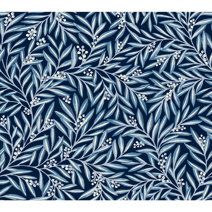 Rowan Navy Wallpaper by Ronald Redding Arts and Crafts Covers about 60.8 square feet 27-in by 27-ft long roll Unpasted 24 - Fabric Carolina -