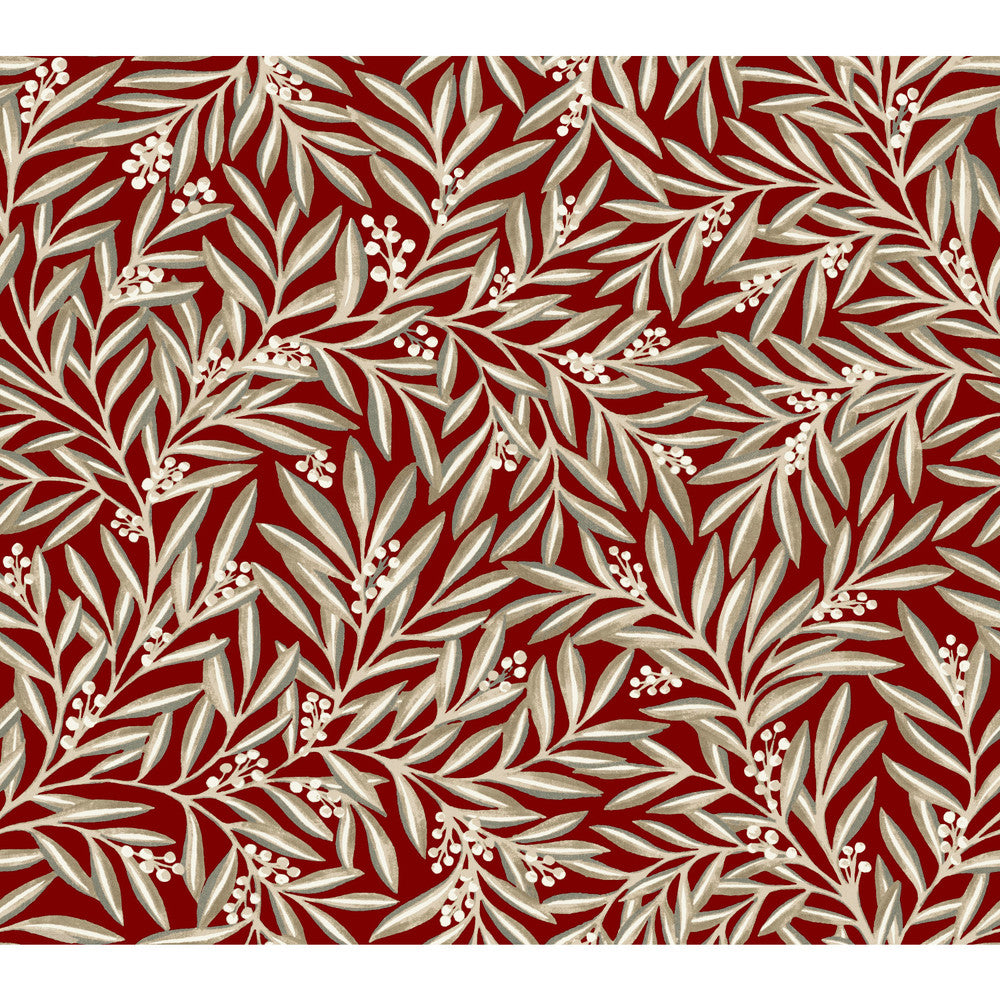 Rowan Red Wallpaper by Ronald Redding Arts and Crafts Covers about 60.8 square feet 27-in by 27-ft long roll Unpasted 24 - Fabric Carolina -