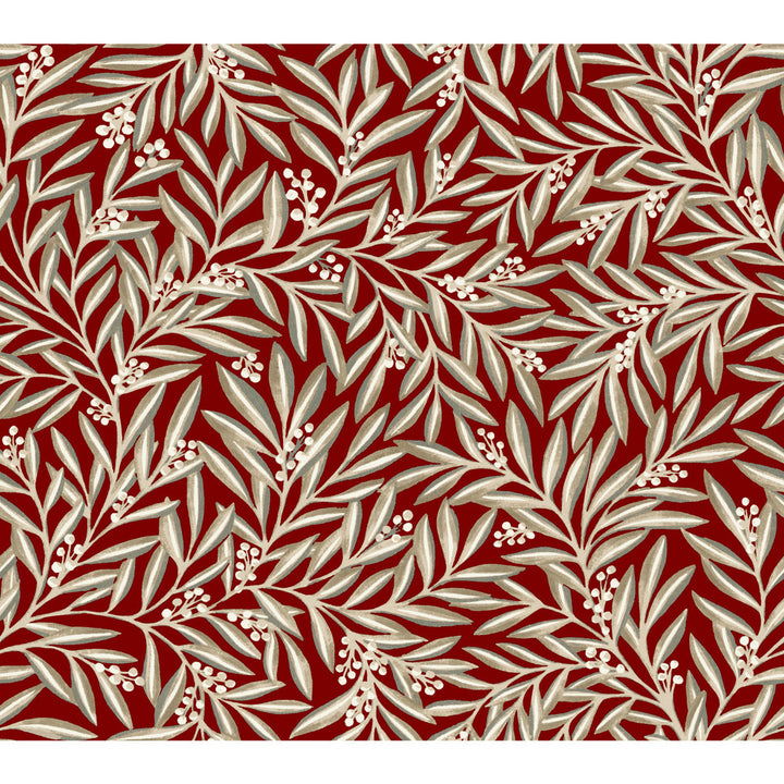 Rowan Red Wallpaper by Ronald Redding Arts and Crafts Covers about 60.8 square feet 27-in by 27-ft long roll Unpasted 24 - Fabric Carolina -