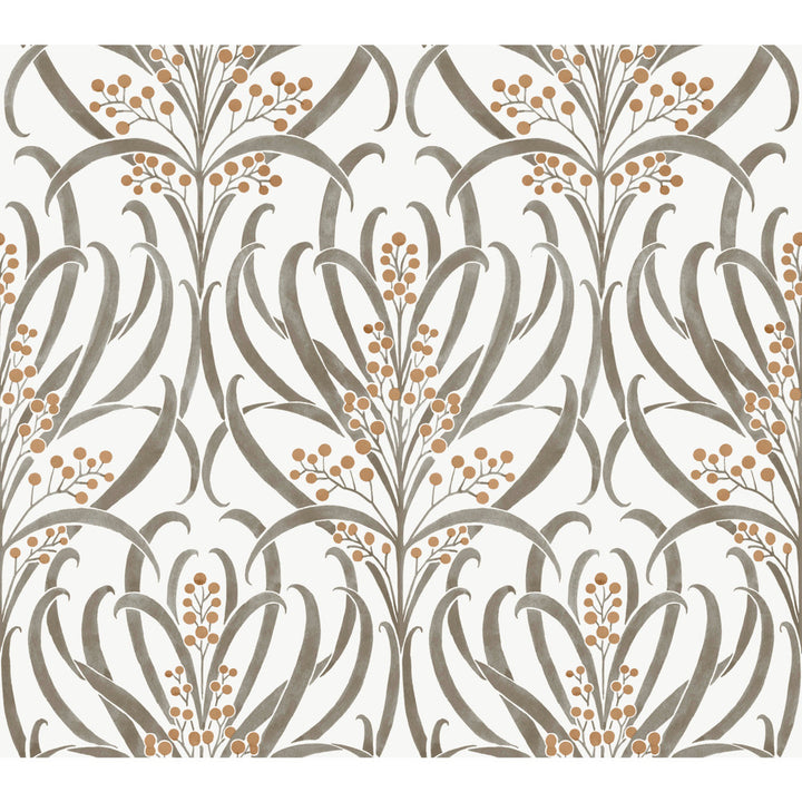 Calluna White & Taupe Metallic Wallpaper by Ronald Redding Arts and Crafts Covers about 60.8 square feet 27-in by 27-ft long roll Unpasted 24 - Fabric Carolina -
