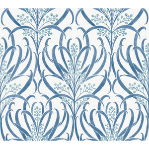 Calluna White & Blue Metallic Wallpaper by Ronald Redding