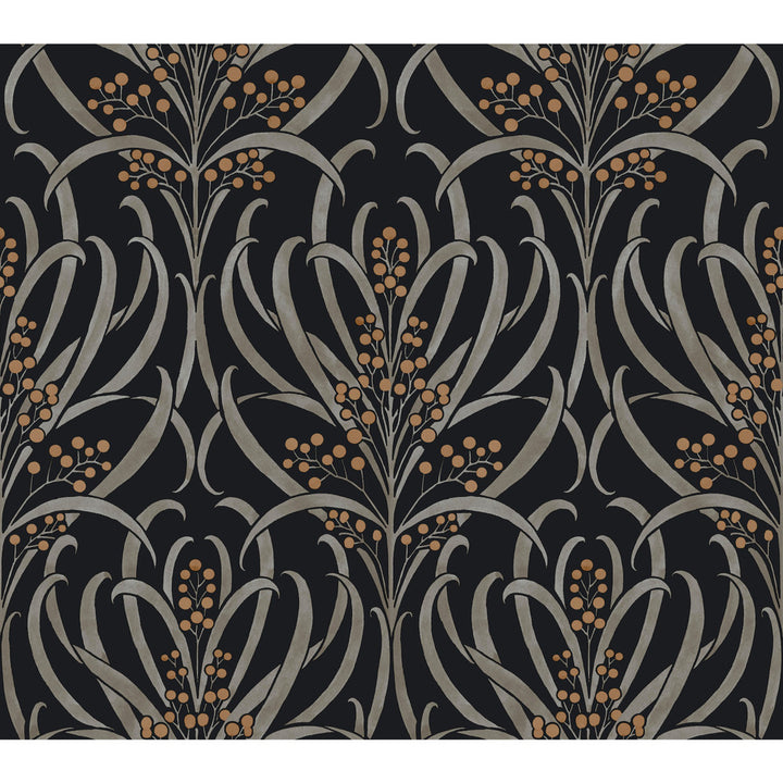 Calluna Black & Gold Metallic Wallpaper by Ronald Redding Arts and Crafts Covers about 60.8 square feet 27-in by 27-ft long roll Unpasted 24 - Fabric Carolina -