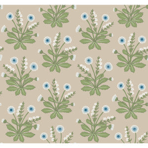 Meadow Flowers Linen & Blue Wallpaper by Ronald Redding