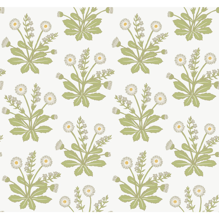 Meadow Flowers White Wallpaper by Ronald Redding Arts and Crafts Covers about 60.8 square feet 27-in by 27-ft long roll Unpasted 25.25 - Fabric Carolina -