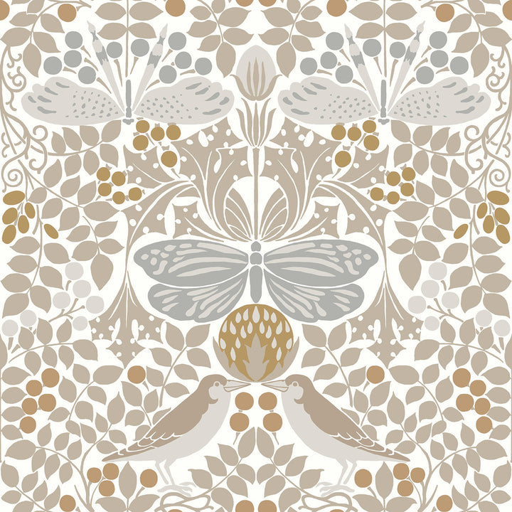 Butterfly Garden White Wallpaper by Ronald Redding Arts and Crafts Covers about 56.4 square feet 20.5-in by 33-ft long roll Unpasted 20.5 - Fabric Carolina -