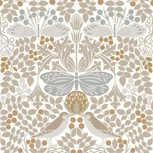 Butterfly Garden White Wallpaper by Ronald Redding
