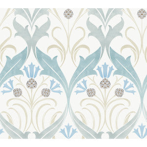 Pine Cone Ribbon Teal Wallpaper by Ronald Redding
