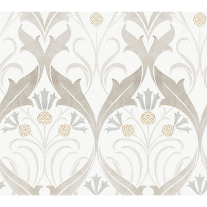 Pine Cone Ribbon Neutral Wallpaper by Ronald Redding