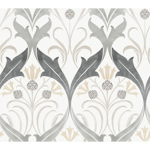 Pine Cone Ribbon Charcoal Metallic Wallpaper by Ronald Redding