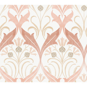 Pine Cone Ribbon Blush Wallpaper by Ronald Redding