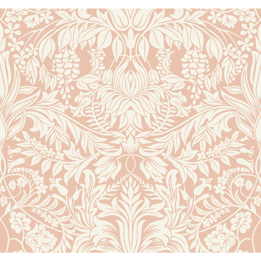 Lockwood Damask Blush Wallpaper by Ronald Redding Arts and Crafts Covers about 60.8 square feet 27-in by 27-ft long roll Unpasted 25.25 - Fabric Carolina -