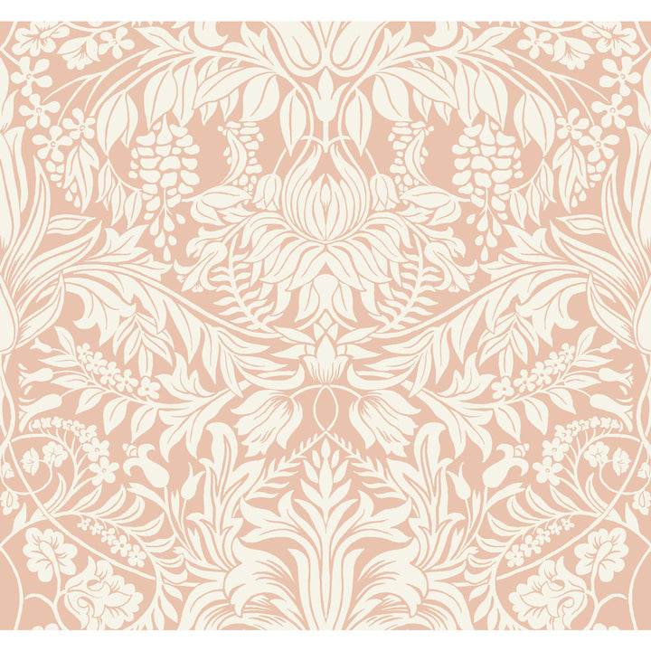 Lockwood Damask Blush Wallpaper by Ronald Redding Arts and Crafts Covers about 60.8 square feet 27-in by 27-ft long roll Unpasted 25.25 - Fabric Carolina -