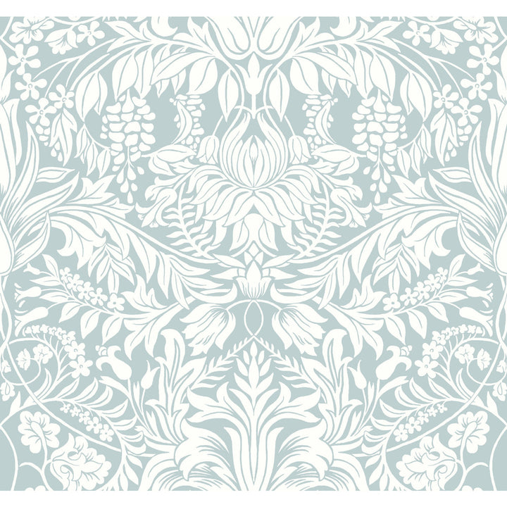 Lockwood Damask Light Blue Wallpaper by Ronald Redding Arts and Crafts Covers about 60.8 square feet 27-in by 27-ft long roll Unpasted 25.25 - Fabric Carolina -