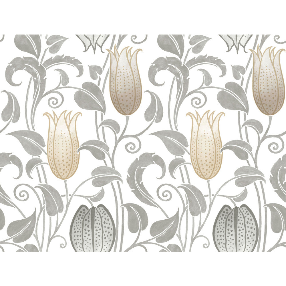 Canterbury Bells Neutral Wallpaper by Ronald Redding Arts and Crafts Covers about 60.8 square feet 27-in by 27-ft long roll Unpasted 24 - Fabric Carolina -