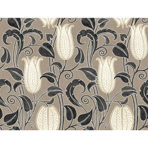 Canterbury Bells Taupe Wallpaper by Ronald Redding