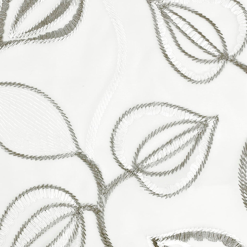 Acanthus 1 Platinum by Stout Fabric Color My Window Grey/Cinder 100% Polyester Polyester Embroidery INDIA FLAME RETARDANT-CA BULLETIN 117-SECTION E FLAME RETARDANT-U.F.A.C. CLASS 1 (OR A) Horizontal: 10.25 and Vertical: 12.375 52 in - Fabric Carolina -