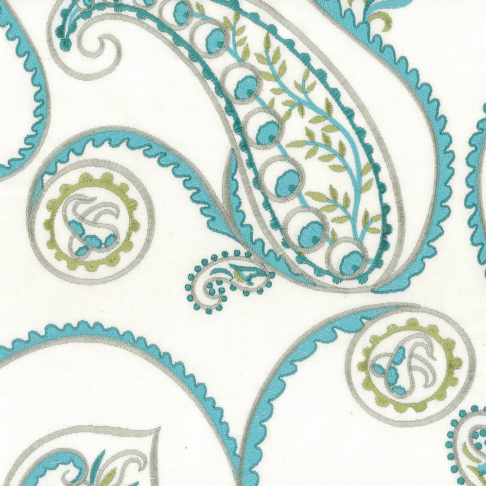 Acapulco 1 Lagoon by Stout Fabric EMBROIDERY IV 100%COT INDIA </p><p>Repeat: 15.75 54 in - Fabric Carolina -