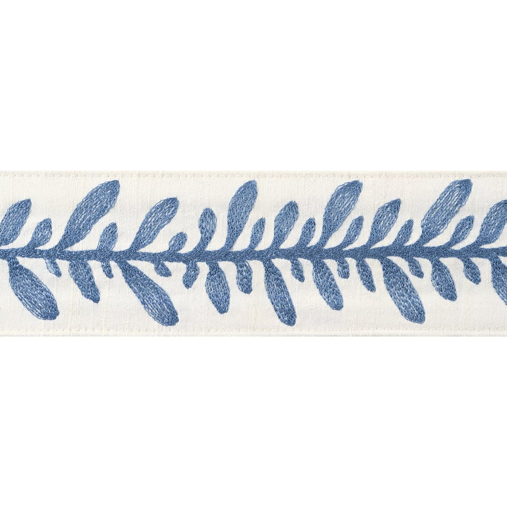 Calathea Tape French Blue AE12326 by Thibaut Trim Thibaut Trim Calathea Tape French Blue AE12326Trim ISLANDER 90% Silk, 10% Viscose U.S.A </p><p>Repeat: H: , V: 2.75 in  (6.99 cm) - Fabric Carolina -