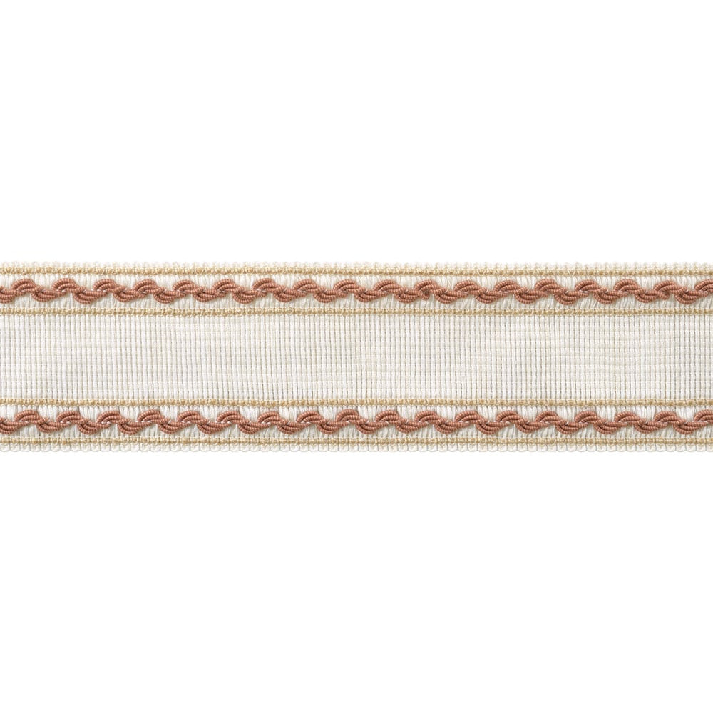 Gabrielle Tape Paprika and Soft Gold AE12364 by Thibaut Trim Thibaut Trim Gabrielle Tape Paprika and Soft Gold AE12364Trim ISLANDER 96% Polyester, 4% Cotton U.S.A </p><p>Repeat: H: , V: 2.25 in  (5.71 cm) - Fabric Carolina -