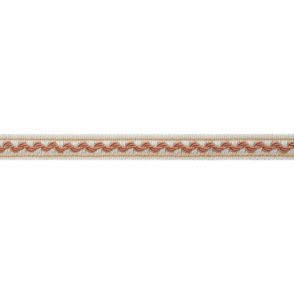 Bree Tape Paprika and Soft Gold AE12372 by Thibaut Trim Thibaut Trim Bree Tape Paprika and Soft Gold AE12372Trim ISLANDER 96% Polyester, 4% Cotton U.S.A </p><p>Repeat: H: , V: 0.75 in  (1.91 cm) - Fabric Carolina -