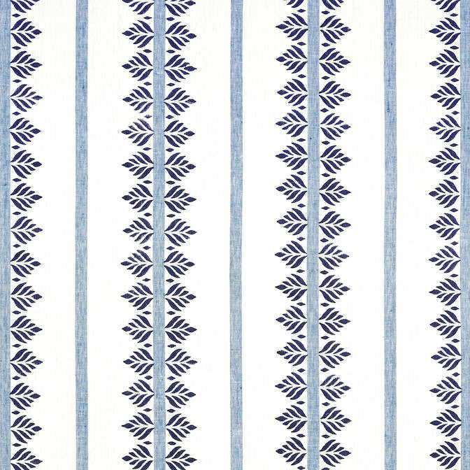 Fern Stripe Navy AF15101 by Anna French Fabric Anna French Fabric Fern Stripe Navy AF15101Fabric Antilles Fabric Book 100% Linen INDIA </p><p>Repeat: V: 7.5 54 - Fabric Carolina -
