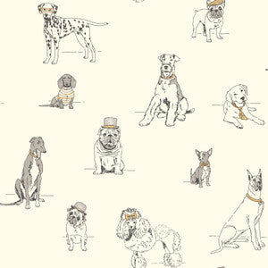 Dog's Life Silver & Gold Metallic Wallpaper by Inspired by Color