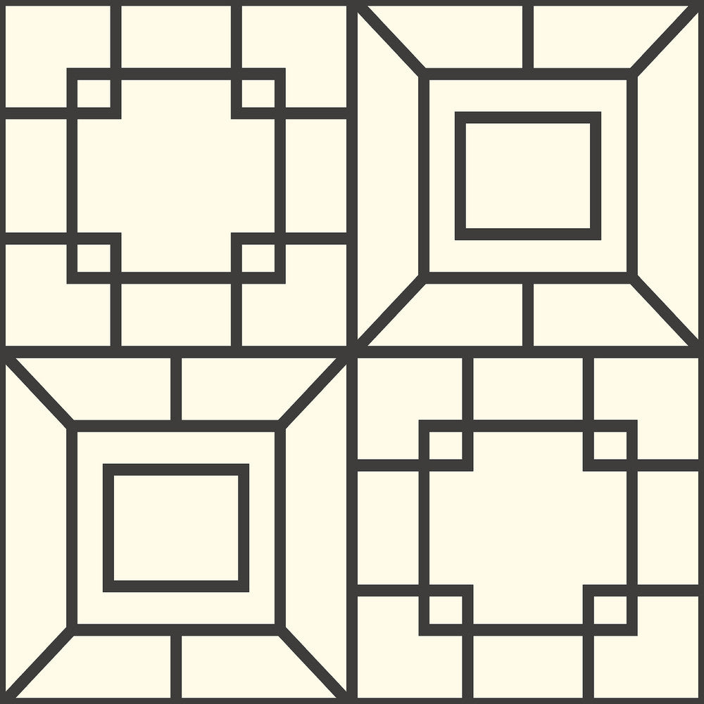 Theorem Black & White Wallpaper by Ashford House Ashford Toiles Covers about 56.4 square feet 20.5-in by 33-ft long roll Prepasted 20.5 - Fabric Carolina -
