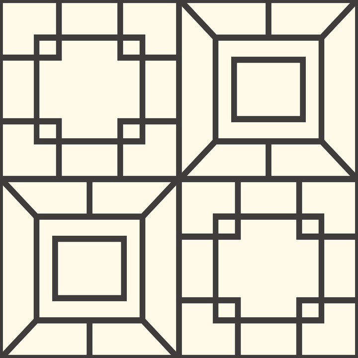 Theorem Black & White Wallpaper by Ashford House Ashford Toiles Covers about 56.4 square feet 20.5-in by 33-ft long roll Prepasted 20.5 - Fabric Carolina -