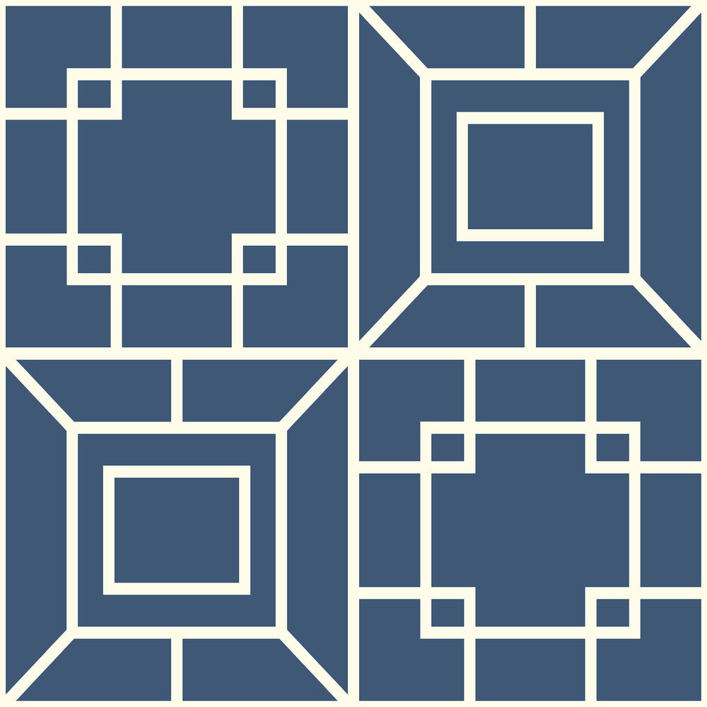 Theorem Blue & White Wallpaper by Ashford House Ashford Toiles Covers about 56.4 square feet 20.5-in by 33-ft long roll Prepasted 20.5 - Fabric Carolina -