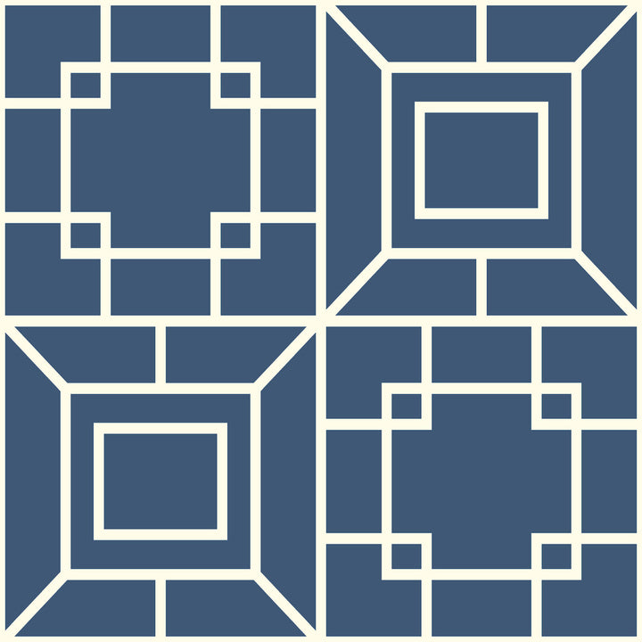 Theorem Blue & White Wallpaper by Ashford House Ashford Toiles Covers about 56.4 square feet 20.5-in by 33-ft long roll Prepasted 20.5 - Fabric Carolina -