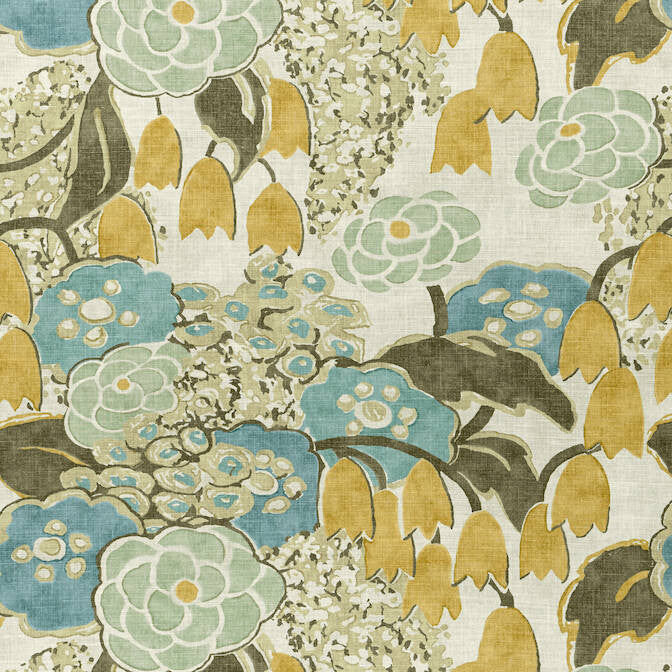 Laura Sage and Gold AF23102 by Anna French Fabric Anna French Fabric Laura Sage and Gold AF23102Fabric Willow Tree Fabric Book 60% Linen, 30% Cot, 10% Nylon SCOTLAND </p><p>Repeat: V: 24.5 54 - Fabric Carolina -