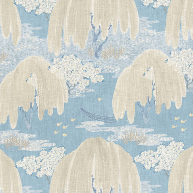 Willow Tree Soft Blue AF23108 by Anna French Fabric Anna French Fabric Willow Tree Soft Blue AF23108Fabric Willow Tree Fabric Book 82% Viscose, 18% Linen SCOTLAND </p><p>Repeat: V: 25.75 54 - Fabric Carolina -