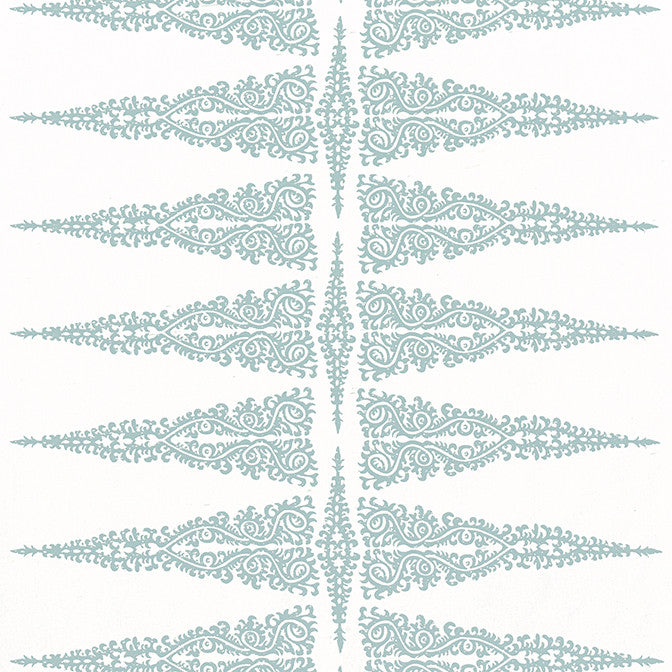Ellery Stripe Robin's Egg on White AF24544 by Anna French Fabric Anna French Fabric Ellery Stripe Robin's Egg on White AF24544Fabric Devon Fabric Book 55% Linen, 45% Cotton INDIA </p><p>Repeat: V: 8.75 54 - Fabric Carolina -
