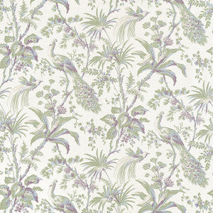 Peacock Toile Green and Plum AF57829 by Anna French Fabric